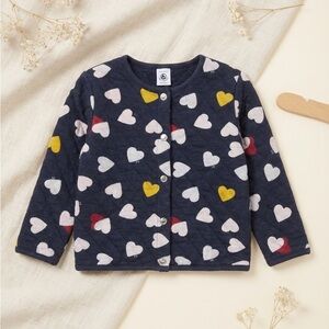 🩷Petit Bateau🩷 Navy Girls Cardigan with HeartS Pattern